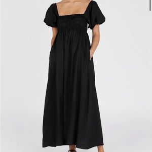 Dissh Bianca black linen midi dress